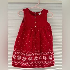 Carter's Red Knit Dress with Snowflake Design